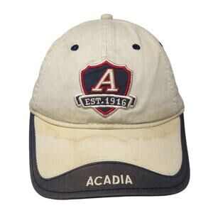 Acadia Est. 1916 Slideback Baseball Cap Beige One Size Adjustable Embroidered